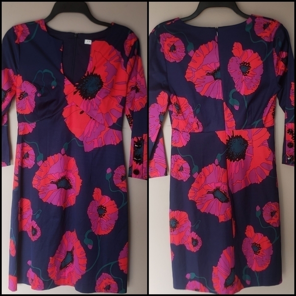 NEW! TRINA TURK Coltrane Vanguard Abstract Floral Faille Sheath Dress 2. - Picture 4 of 8